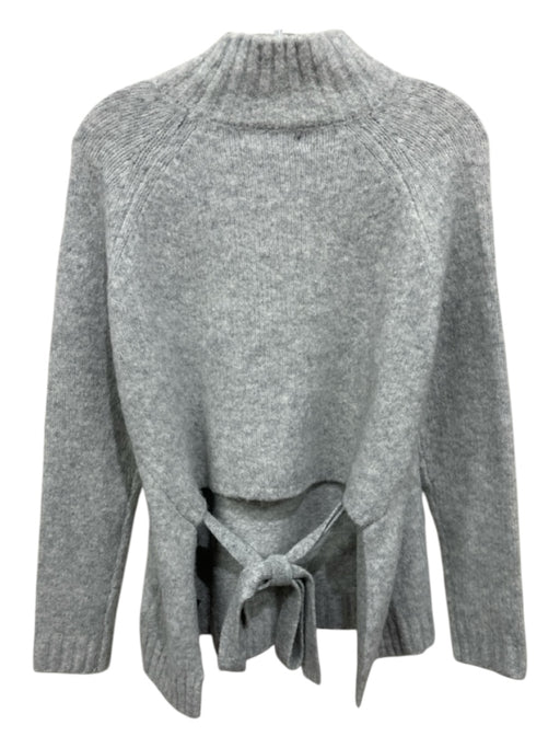 BlankNYC Size M Light Grey Wool, Acrylic, Nylon Tie Back Ribbed Hem Sweater Light Grey / M