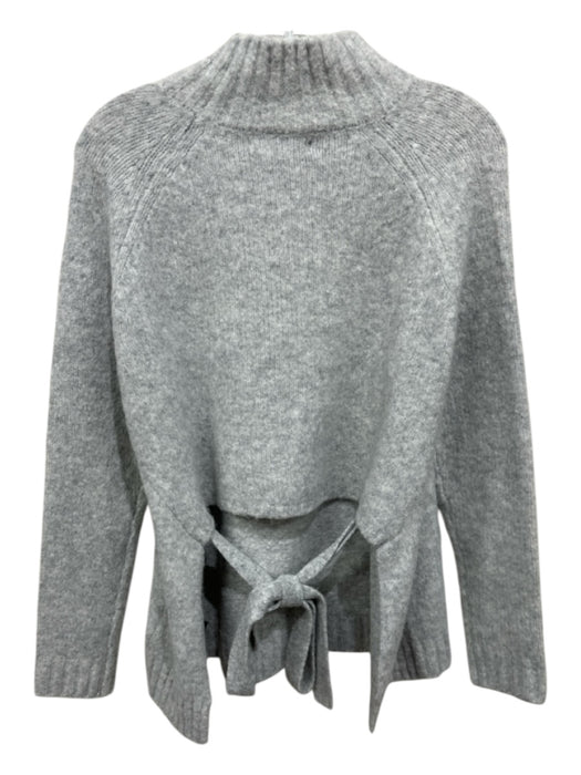 BlankNYC Size M Light Grey Wool, Acrylic, Nylon Tie Back Ribbed Hem Sweater Light Grey / M