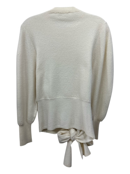 Ulla Johnson Size P Cream Merino Wool Tie Detail Balloon Sleeve Sweater Cream / P