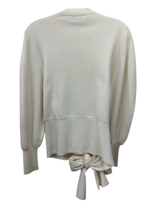 Ulla Johnson Size P Cream Merino Wool Tie Detail Balloon Sleeve Sweater Cream / P