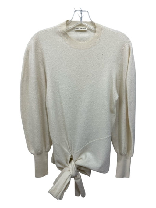 Ulla Johnson Size P Cream Merino Wool Tie Detail Balloon Sleeve Sweater Cream / P