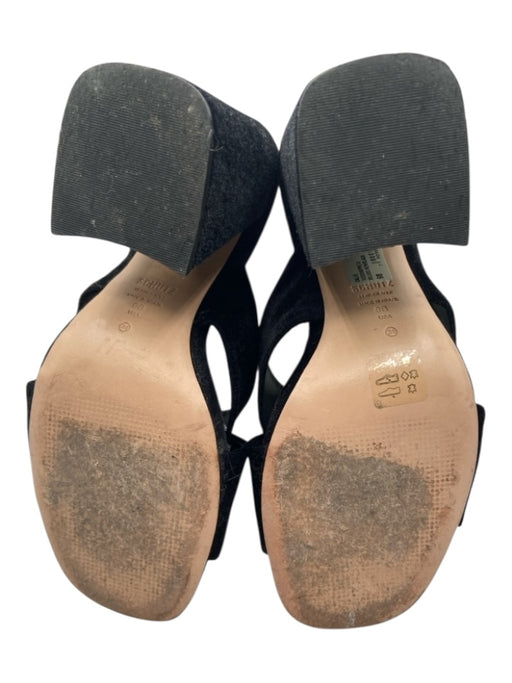 Schutz Shoe Size 9B Black Velvet Block Heel Crossover Sandals Black / 9B