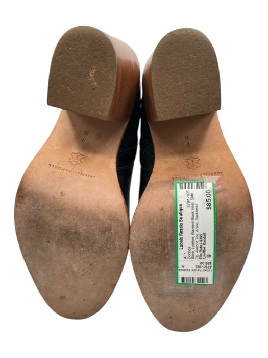 Loeffler Randall Shoe Size 9 Black Leather Stacked Block Heel Side Zip Booties Black / 9