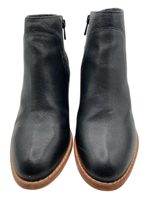 Loeffler Randall Shoe Size 9 Black Leather Stacked Block Heel Side Zip Booties Black / 9