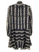 Shoshanna Size 4 Navy Blue & White Synthetic floral print Tie Neck Dress Navy Blue & White / 4