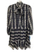 Shoshanna Size 4 Navy Blue & White Synthetic floral print Tie Neck Dress Navy Blue & White / 4