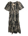 Anthropologie Size SP Black & Cream Cotton Striped Tiered Split V neck Dress Black & Cream / SP
