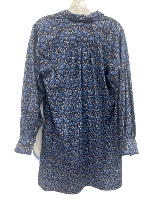 Ann Mashburn Size S Blue Multi Cotton floral print 1/4 Button Dress Blue Multi / S