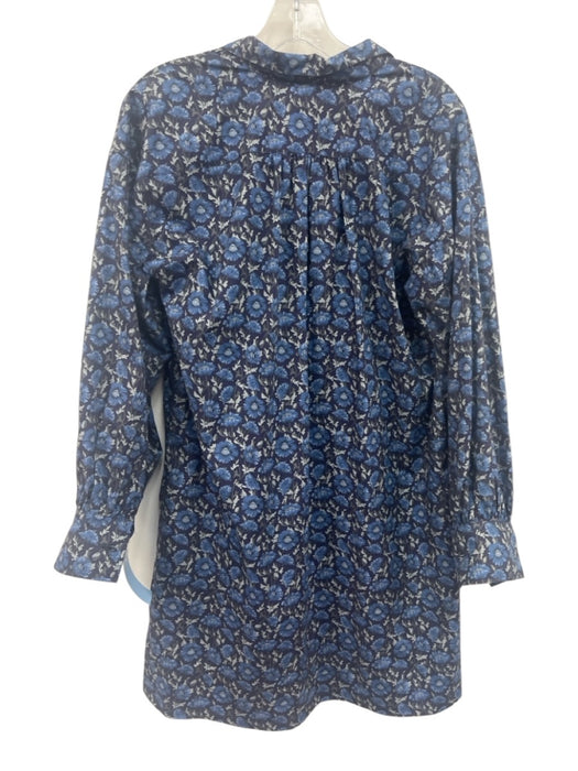 Ann Mashburn Size S Blue Multi Cotton floral print 1/4 Button Dress Blue Multi / S