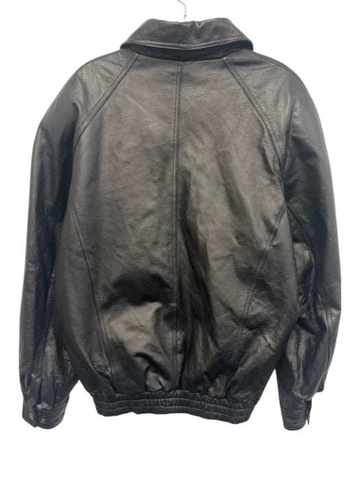 Cougar Leather Size M Black Leather Solid Zip UP Men's Jacket Black / M