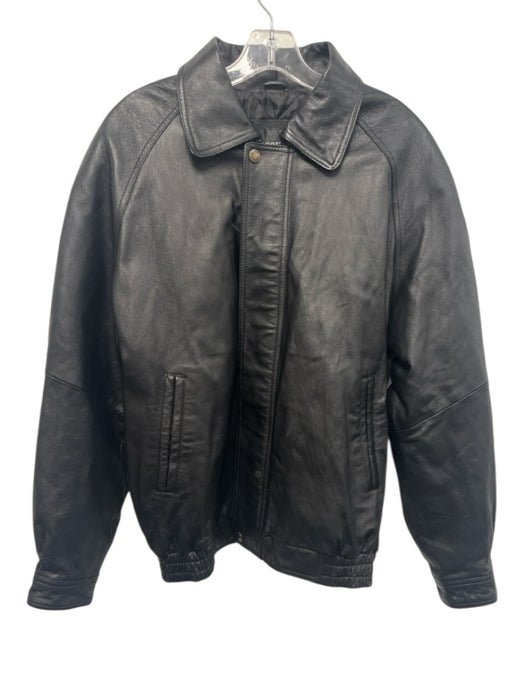 Cougar Leather Size M Black Leather Solid Zip UP Men's Jacket Black / M