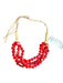 Red & Tan Leather cord Beaded Long Adjustable Necklace Red & Tan