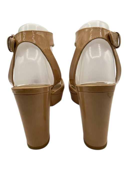 Stuart Weitzman Shoe Size 8.5 Beige Patent Leather Platform Ankle Strap Sandals Beige / 8.5