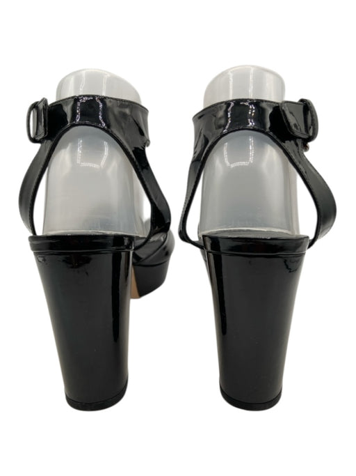 Stuart Weitzman Shoe Size 8.5 Black Patent Leather Platform Ankle Strap Sandals Black / 8.5
