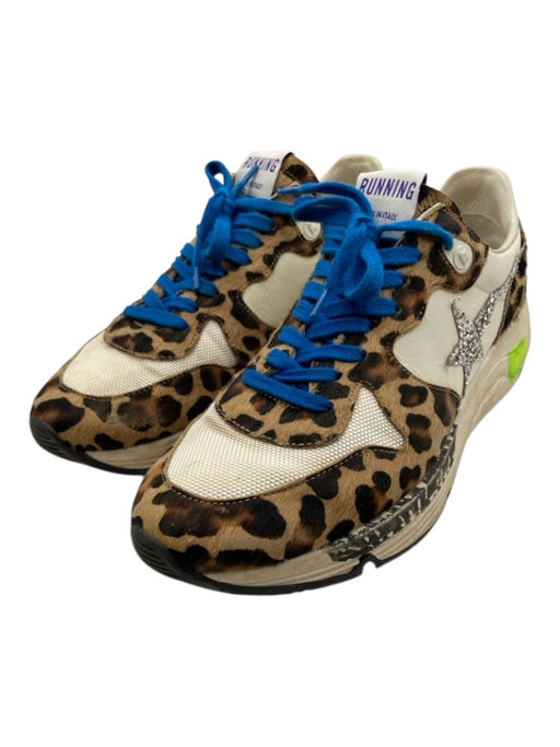 Golden Goose Shoe Size 40 White, Brown, Tan Synthetic Animal Print Star Sneakers White, Brown, Tan / 40