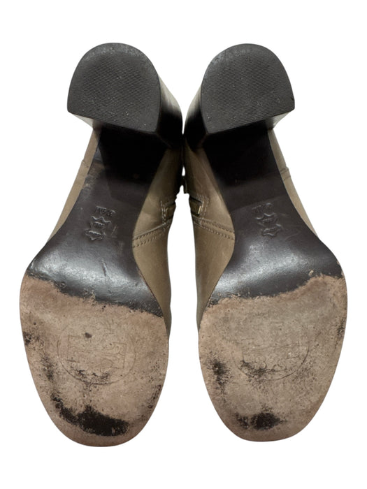 Tory Burch Shoe Size 8.5 Taupe Gray Leather Zip Up Stacked Heel Knee High Boots Taupe Gray / 8.5