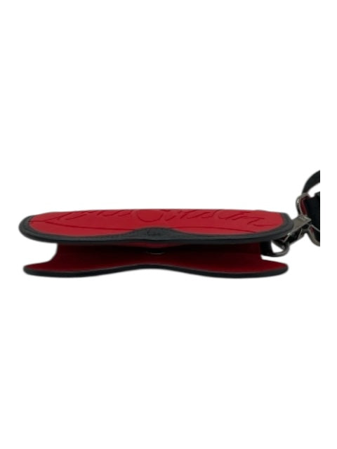 Christian Louboutin Red & Black Rubber & Leather Snap Closure Men's Accessories Red & Black
