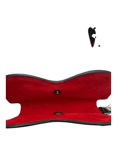 Christian Louboutin Red & Black Rubber & Leather Snap Closure Men's Accessories Red & Black