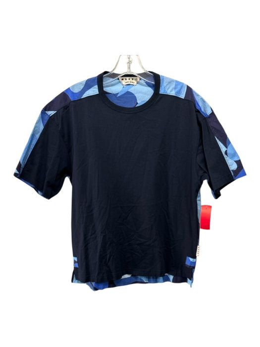 Marni Size 46 Blue Cotton All Over Print Men's Short Sleeve Blue / 46