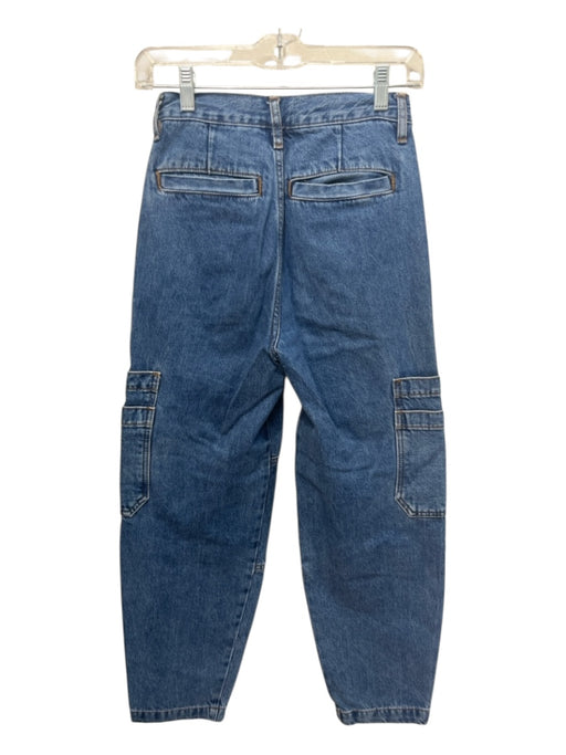 Frame Size 24 Medium Wash Cotton Barrel Leg Cargo High Rise Zip Fly Jeans Medium Wash / 24