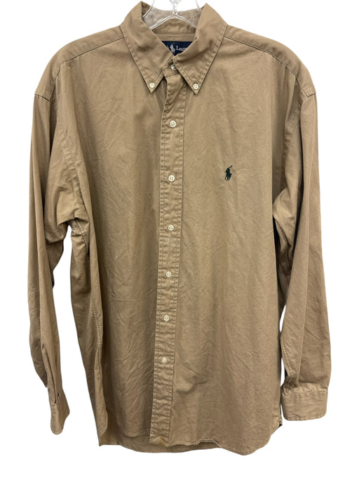 Polo AS IS Size S Tan Cotton Solid Button Up Men's Long Sleeve Shirt Tan / S