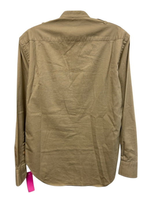 Ralph Lauren Size 8 Khaki Beige Cotton Long Sleeve Button Front Shirt Top Khaki Beige / 8
