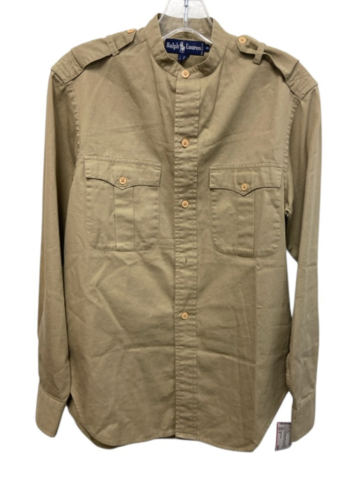 Ralph Lauren Size 8 Khaki Beige Cotton Long Sleeve Button Front Shirt Top Khaki Beige / 8