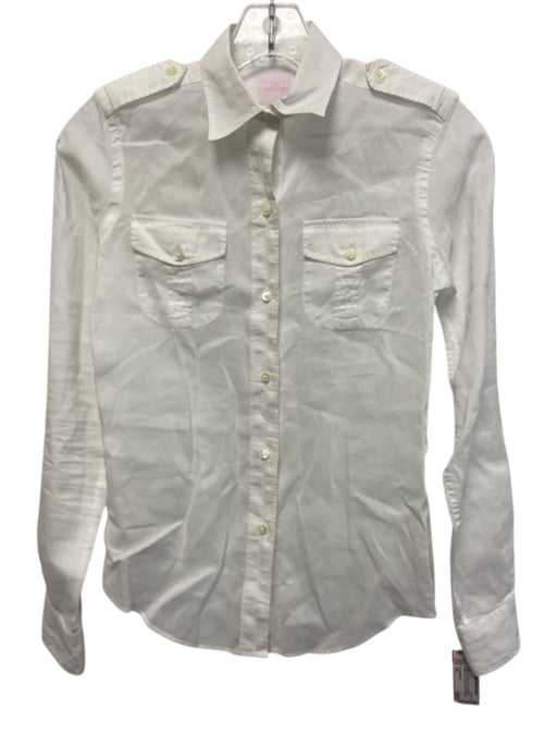 Ann Mashburn Size XS White No Fabric Tag Long Sleeve Button Up Collared Top White / XS