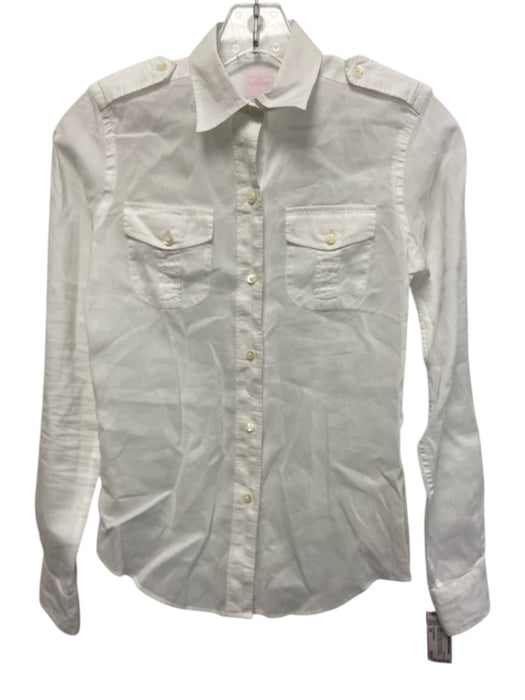 Ann Mashburn Size XS White No Fabric Tag Long Sleeve Button Up Collared Top White / XS