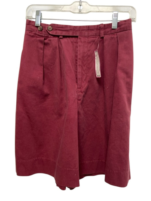 Ralph Lauren Size 8 Merlot Red Cotton Front Pleat Button & Hook A Line Shorts Merlot Red / 8