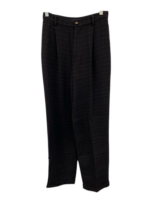 Ralph Lauren Blue Size 4 Black & Gray Wool Zip Fly High Rise Plaid Pants Black & Gray / 4