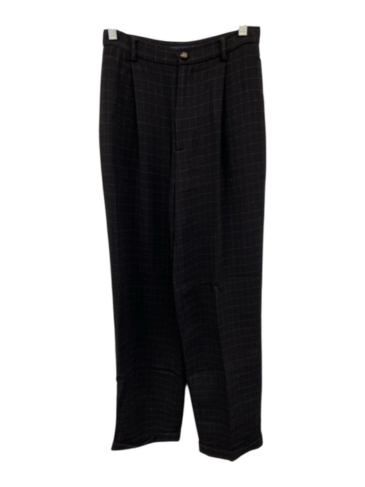 Ralph Lauren Blue Size 4 Black & Gray Wool Zip Fly High Rise Plaid Pants Black & Gray / 4