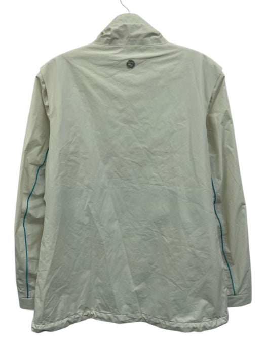 BMW Golfsport Size M White, Green, Blue Polyester Zip Up Stripe Athletic Jacket White, Green, Blue / M
