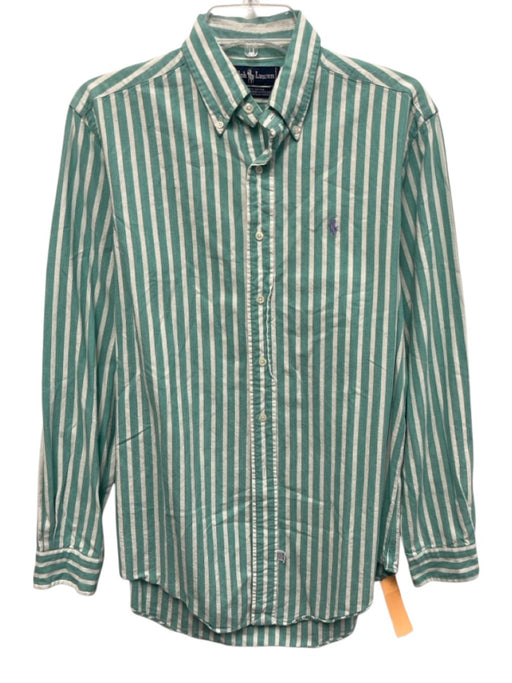 Ralph Lauren Size M Green & White Cotton Striped Button Up Long Sleeve Shirt Green & White / M