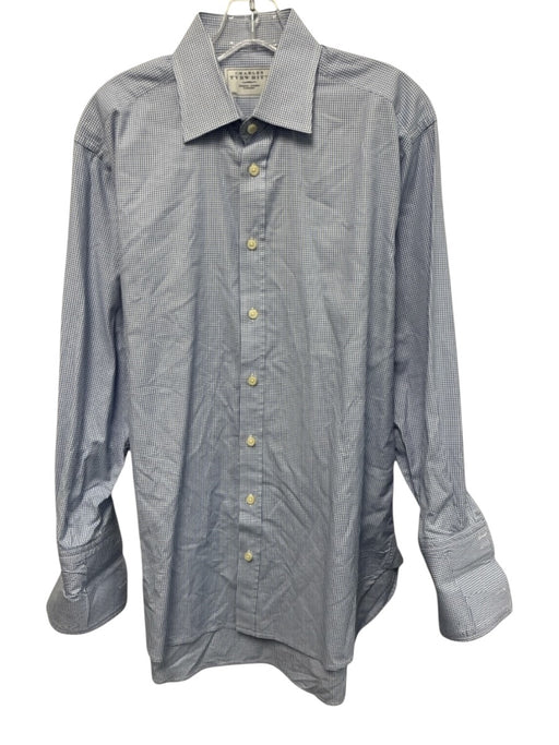 Charles Tyrwhitt Size 16 Blue & White Cotton Micro Button Up Long Sleeve Shirt Blue & White / 16