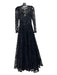 Caroline Charles Size 8 Black Polyester Mesh Velvet Detail Tulle Skirt Gown Black / 8