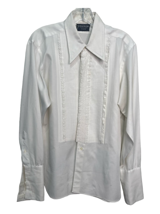 Givenchy Size 15.5 White Polyester Button Up Collared Long Sleeve White / 15.5