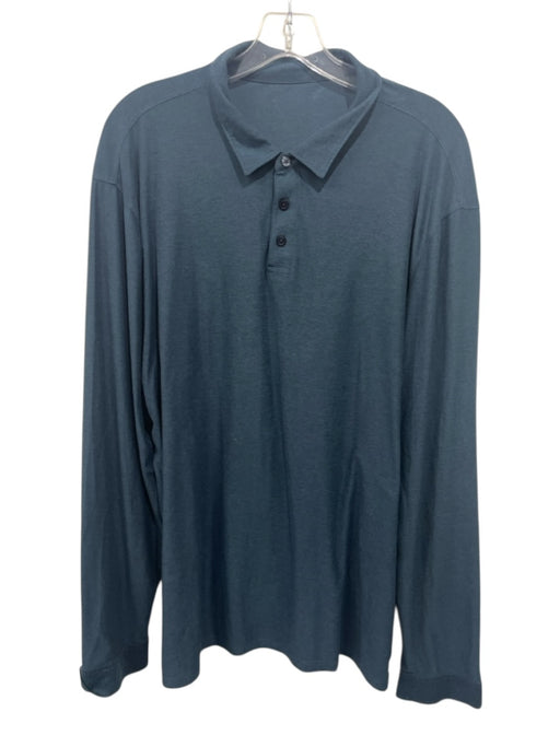 Vuori Size Est XL Blue Synthetic Solid Polo Athleisure Men's Long Sleeve Shirt Blue / Est XL