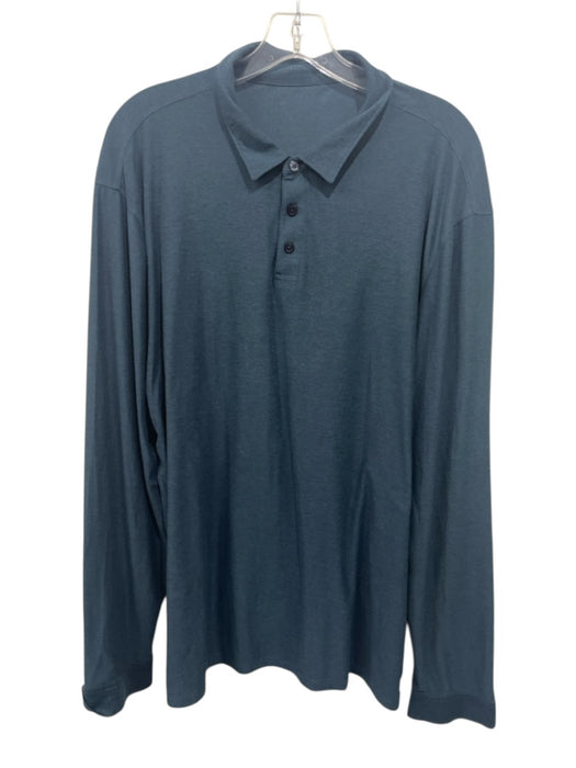 Vuori Size Est XL Blue Synthetic Solid Polo Athleisure Men's Long Sleeve Shirt Blue / Est XL