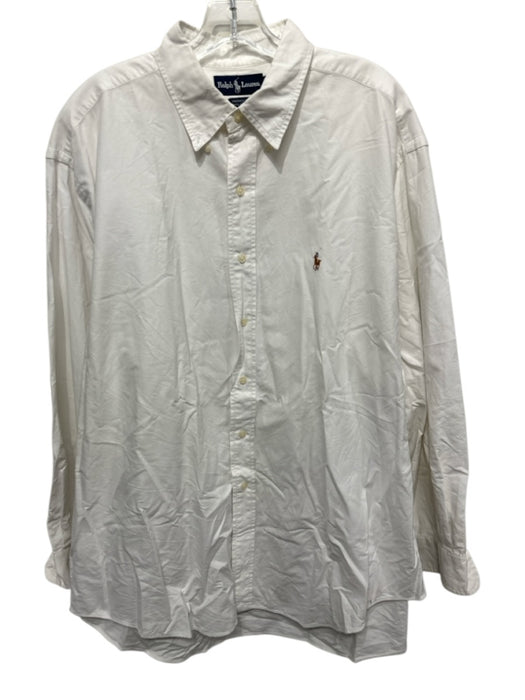 Ralph Lauren Size 17.5 White Cotton Solid Button Up Men's Long Sleeve Shirt White / 17.5