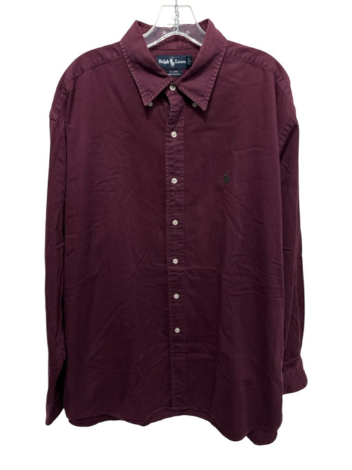 Ralph Lauren Size XL Dark Red Cotton Solid Button Up Men's Long Sleeve Shirt Dark Red / XL