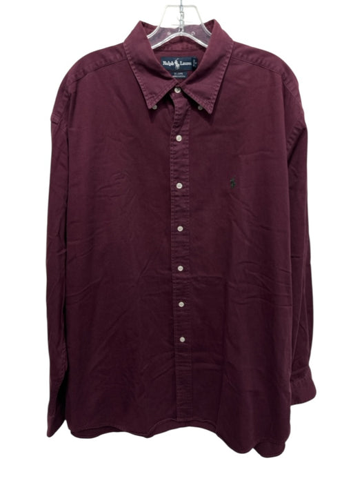 Ralph Lauren Size XL Dark Red Cotton Solid Button Up Men's Long Sleeve Shirt Dark Red / XL