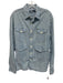 Polo Size L Light Wash Cotton Solid Button Up Front Pockets Long Sleeve Shirt Light Wash / L
