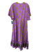 Oliphant Size S Purple & Multi Embroidered V Neck Short Flow Sleeve Tiered Dress Purple & Multi / S