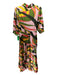 Karlie Size S Green, Yellow, Pink Polyester Collar Geometric Midi Dress Green, Yellow, Pink / S