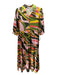 Karlie Size S Green, Yellow, Pink Polyester Collar Geometric Midi Dress Green, Yellow, Pink / S