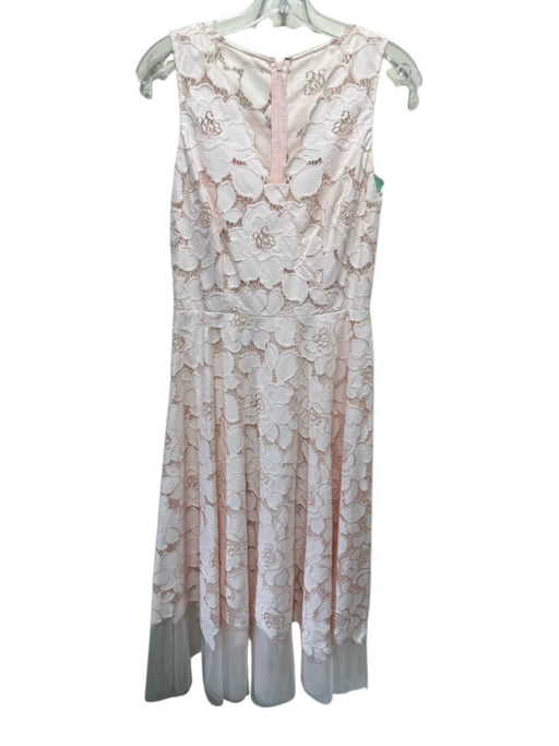 Rickie Freeman for Teri Jon Size 4 Pink Nylon & Polyester Mesh Floral Maxi Dress Pink / 4