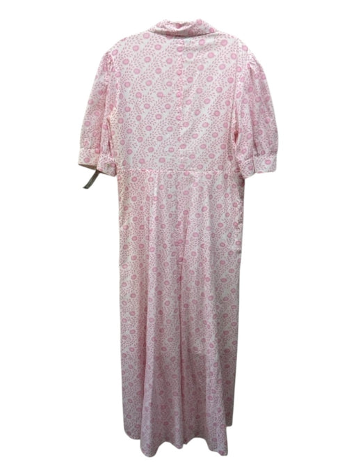 India Amory Size L Pink & White Cotton Blend Button Up Maxi Collar Dress Pink & White / L