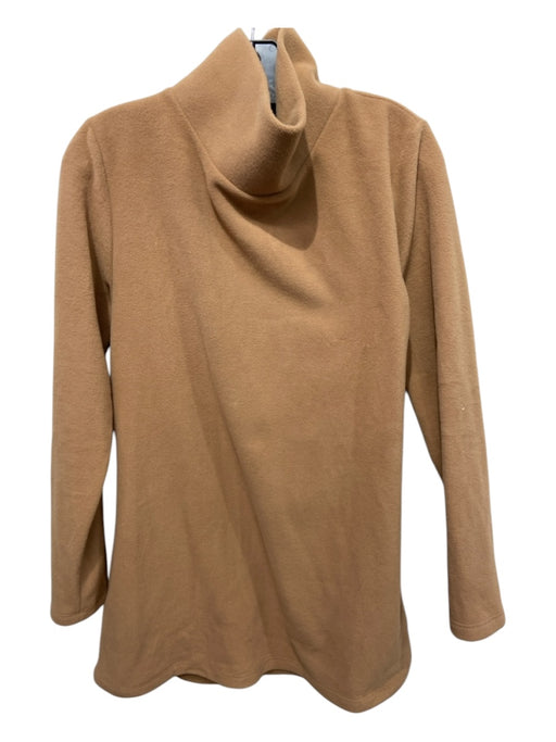 Dudley Stephens Size L Tan Brown Polyester Fleece Turtleneck Long Sleeve Top Tan Brown / L