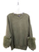 Saks Fifth Ave Size L Olive Green Viscose & Polyester Crew Neck Faux Fur Sweater Olive Green / L